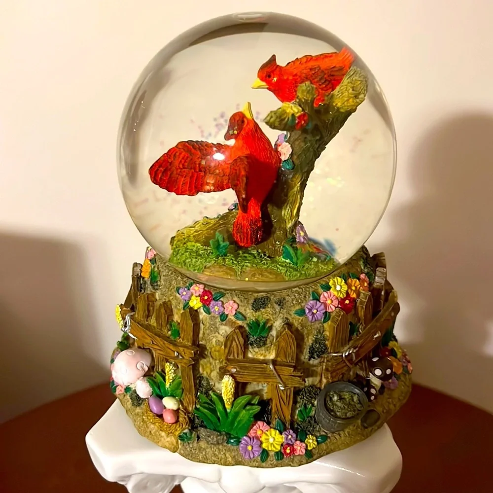 Musical Globe with Cardinal Birds. Everything Is Beautiful!